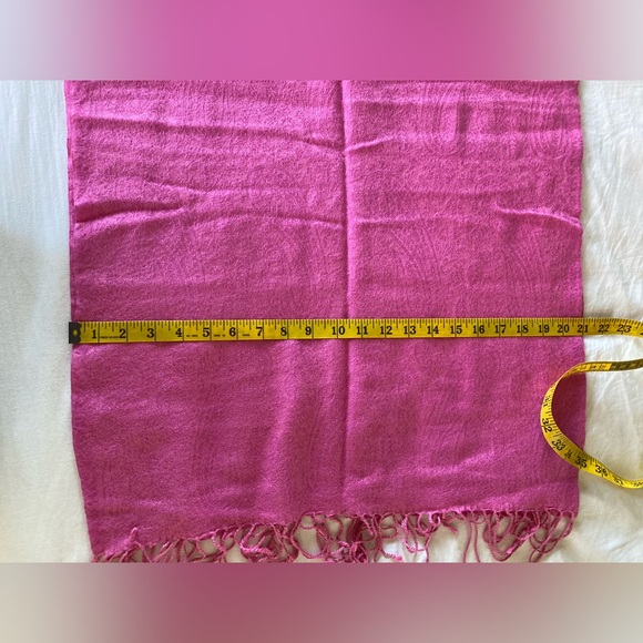 Hot Pink Pashmina Shawl Scarf Cashmere & wool blend. 70”x24” - Picture 3 of 6